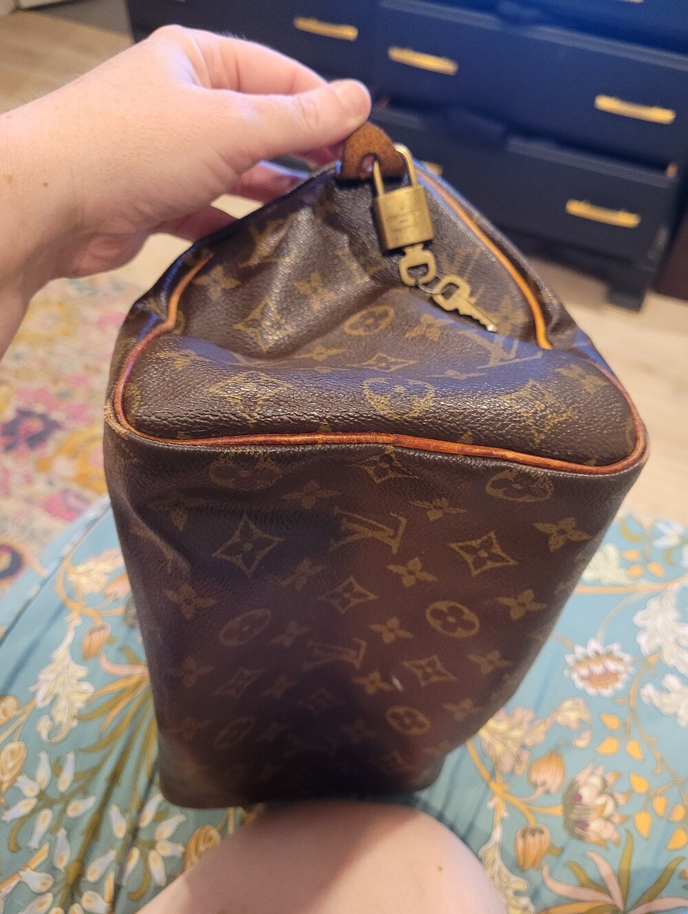 Louis Vuitton Monogram Handheld Satchel - Dark Brown with Tan Trim - Picture 6 of 9